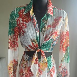 Sheer Floral Two Piece Set